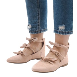 Bailarinas rosa com cordões e laços G-47 1 Bailarinas rosa com cordões e laços G-47 1