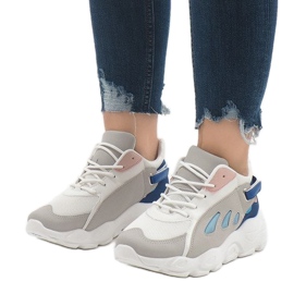 Sapatos esportivos da moda multicoloridos 9115 Blue branco rosa cinza 1