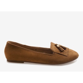 Bailarinas de mocassins marrons com franjas H7207 castanho 2