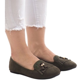 Bailarinas mocassins verdes com franjas H7207 multicolorido 1