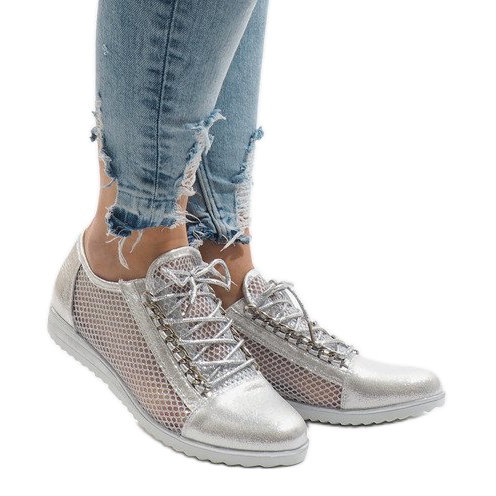 Sapatos de prata com orifícios TL44 cinza 1