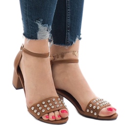 Sandálias de salto alto camelo 173-856 marrom 1