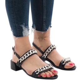 Sandálias pretas de salto alto 77-15 preto 1