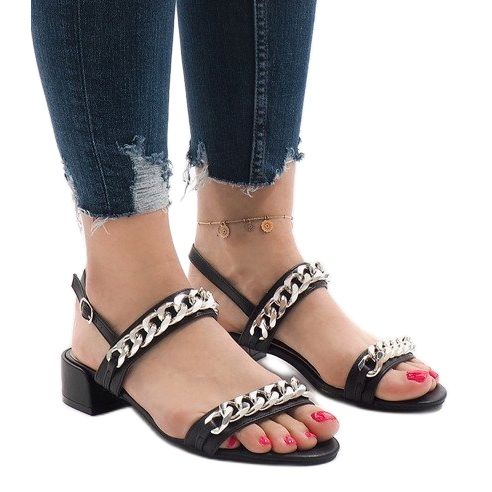 Sandálias pretas de salto alto 77-15 preto 1