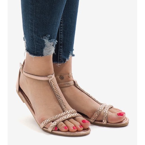 Sandálias champanhe embelezadas com WL017 amarelo 2