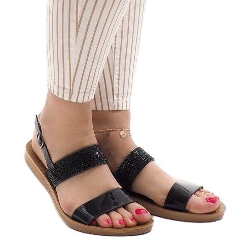 Sandálias pretas com lantejoulas G-515-01 preto 1