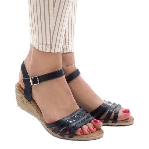 Sandálias de cunha azul marinho S-260 1