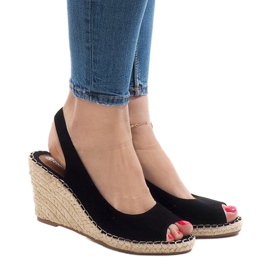 Sandálias pretas de cunha 2894 preto 2