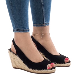 Sandálias pretas de cunha 2894 preto 1