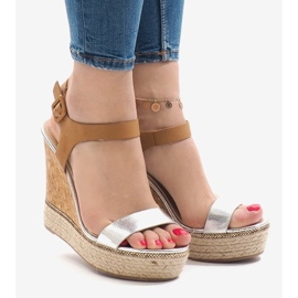 Sandálias de cunha lacadas prata VB76063 marrom 1