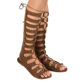 Sandálias de gladiador rasas marrons 289-9 castanho 1