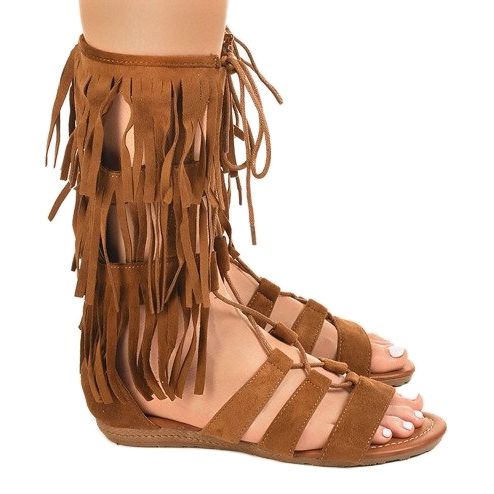 Sandálias de gladiador rasas marrons D-41 castanho 1