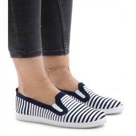 Tênis listrado azul marinho XJ-2909 branco azul-marinho 1