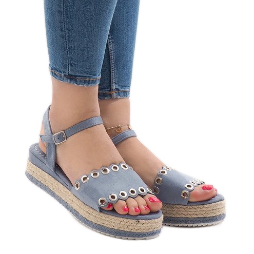 Sandálias azuis na plataforma 99-46 azul 2