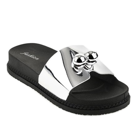 Chinelos prateados com bolas 1819 cinza 1