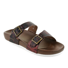 Chinelos vermelhos e marrons com fivela GA735 castanho 1