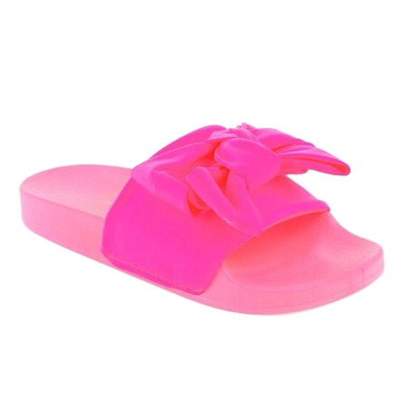 Chinelos rosa neon com um laço MU-6 1 Chinelos rosa neon com um laço MU-6 1