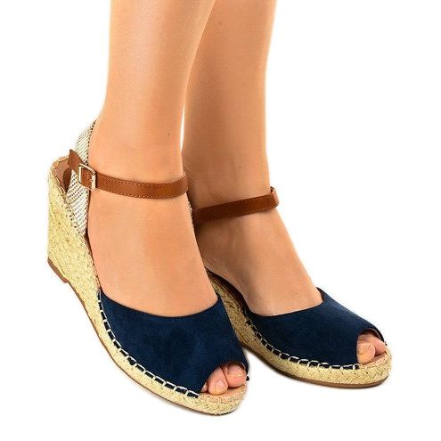 Sandálias de cunha azul marinho 2895 preto 1