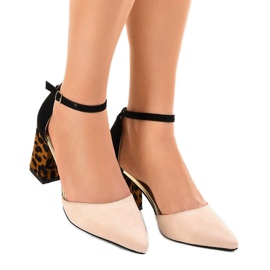 Salto alto camurça bege FR276 marrom preto 1