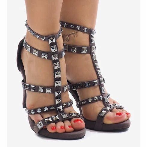 Sandálias cinzentas em camurça de salto agulha GH083-6 multicolorido cinza 1