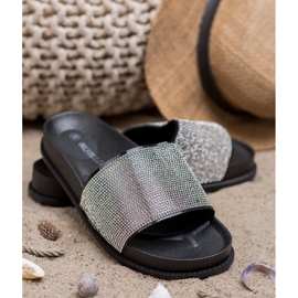 Bestelle Chinelos de borracha com zircônia cúbica preto 1