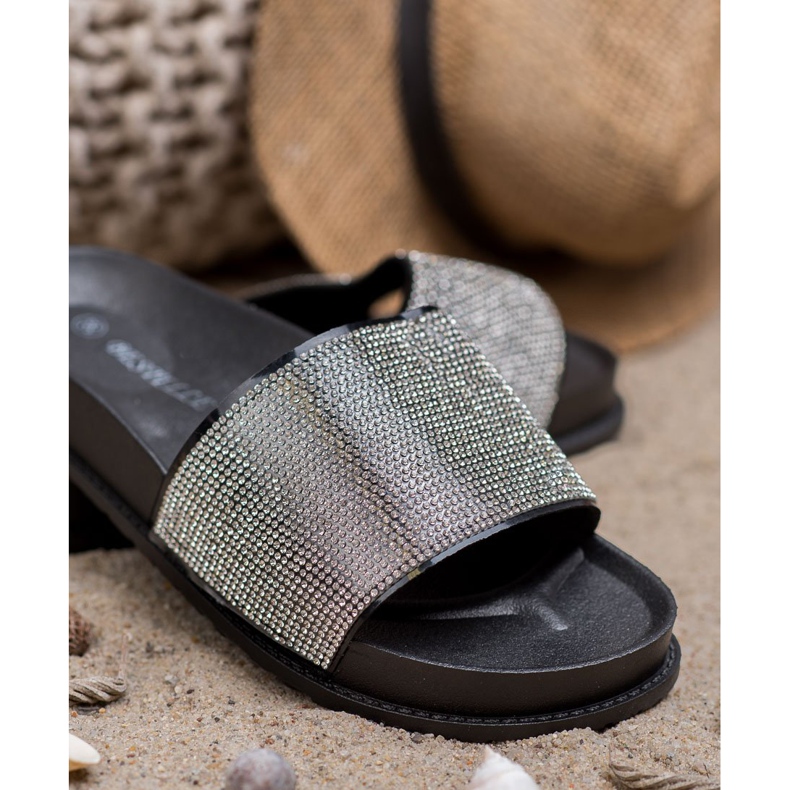 Bestelle Chinelos de borracha com zircônia cúbica preto 2