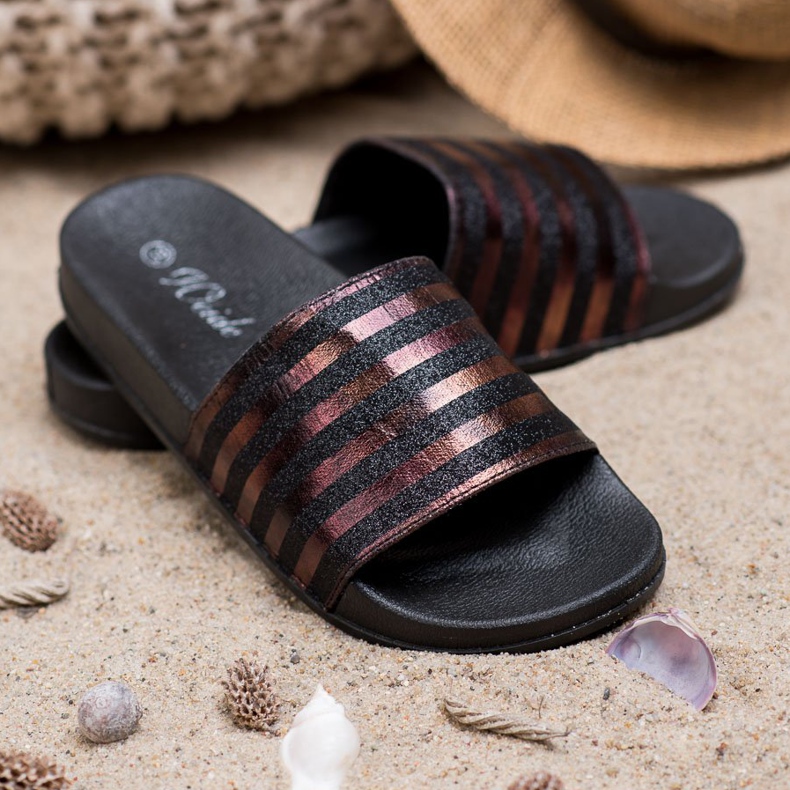 Weide Chinelos com brilho preto 1