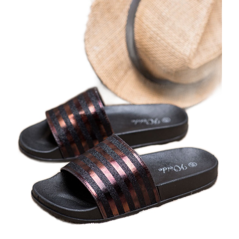 Weide Chinelos com brilho preto 2