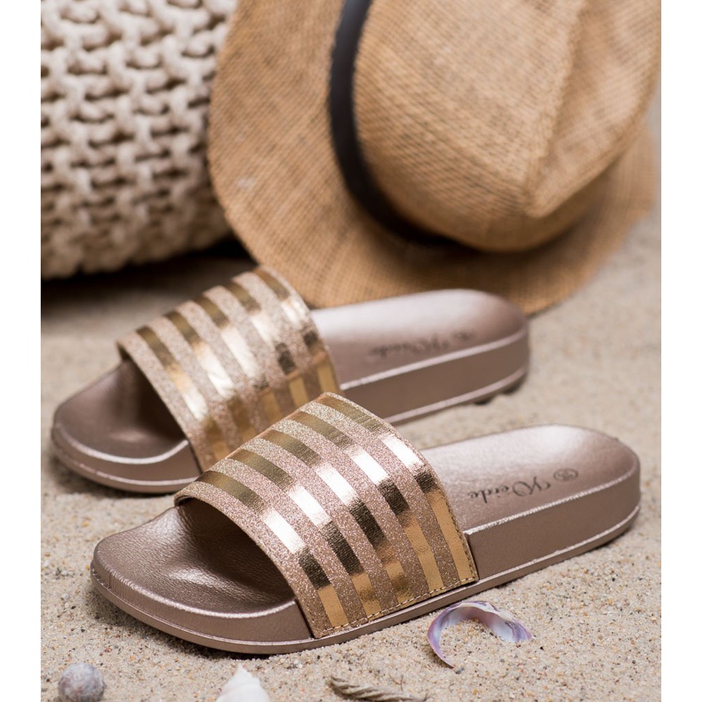 Weide Chinelos com brilho amarelo 2