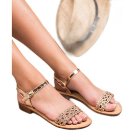 SHELOVET Sandálias de salto alto trançadas amarelo 2