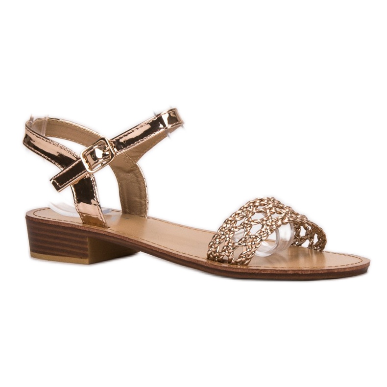 SHELOVET Sandálias de salto alto trançadas amarelo 1