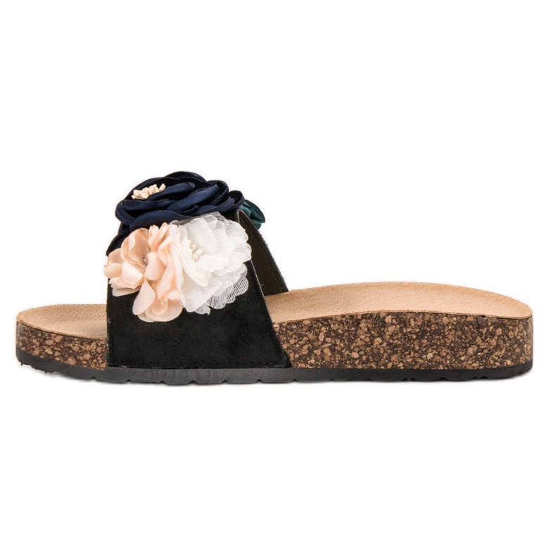 SHELOVET Chinelos Pretos Com Quadrados 1