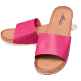 SHELOVET Chinelos em uma cunha de cortiça rosa 1