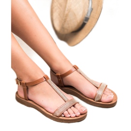 Forever Folie Sandálias com Zircônia Cúbica marrom 1