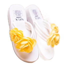 SHELOVET Chinelos leves com flores branco 2
