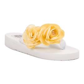 SHELOVET Chinelos leves com flores branco 1