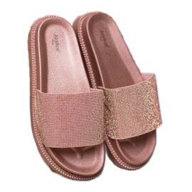 SHELOVET Chinelos com cristais rosa 1