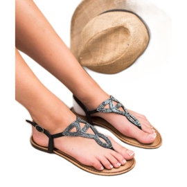 Queen Vivi Sandálias rasteiras femininas preto 1