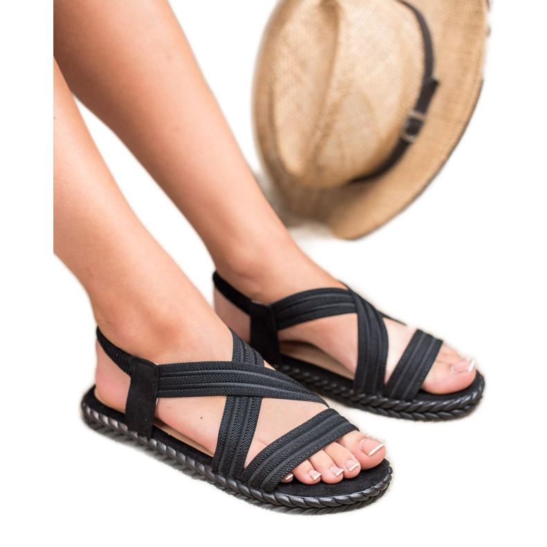 SHELOVET Sandálias femininas confortáveis preto 1