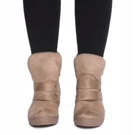 Tênis cunha com velcro 1703 camelo marrom 2