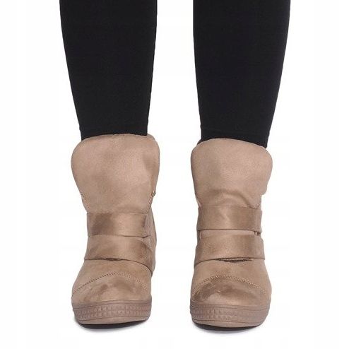 Tênis cunha com velcro 1703 camelo marrom 2