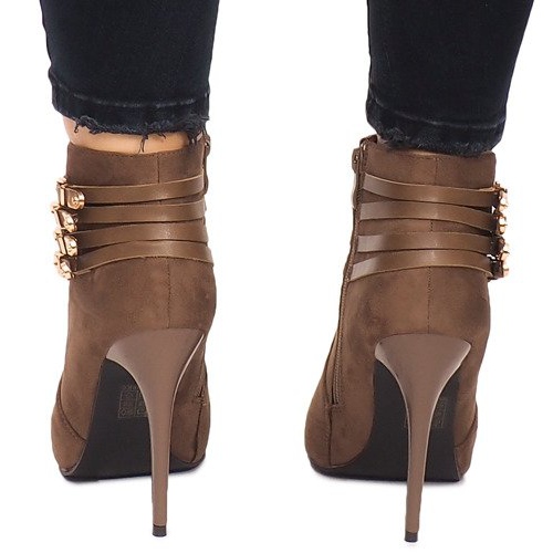 Botas em camurça de salto alto YS20-1 Khaki cáqui 1 Botas em camurça de salto alto YS20-1 Khaki cáqui 1