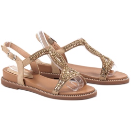 Bello Star Sandálias de camurça com cristais castanho 1