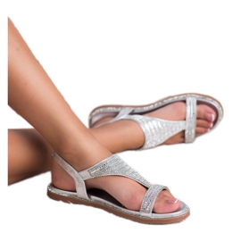 Super Mode Sandálias prateadas elegantes cinza 1