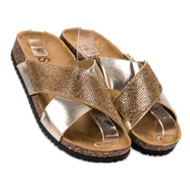 SHELOVET Chinelos clássicos dourados 1