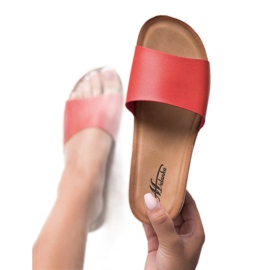 SHELOVET Chinelos em uma cunha de cortiça vermelho 1