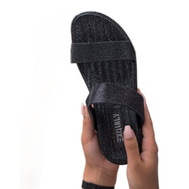 EXQUILY Chinelos de borracha elegantes preto 1