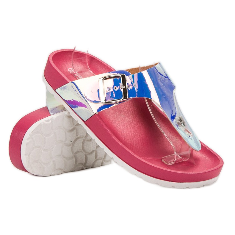 Ideal Shoes Flip-flops de holo-efeito rosa 1