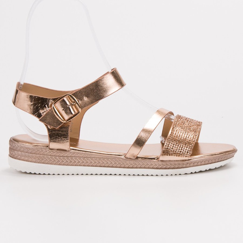 SHELOVET Sandálias elegantes com zircônia cúbica rosa amarelo 2