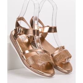 SHELOVET Sandálias elegantes com zircônia cúbica rosa amarelo 1